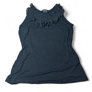 Black Ruffle Detail Sleeveless Top HKR Collection